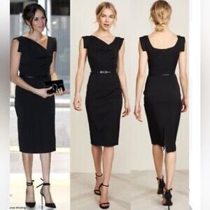 NWT BLACK HALO Black Jackie O Sleeveless Cocktail Sheath Knee Length Dress XS